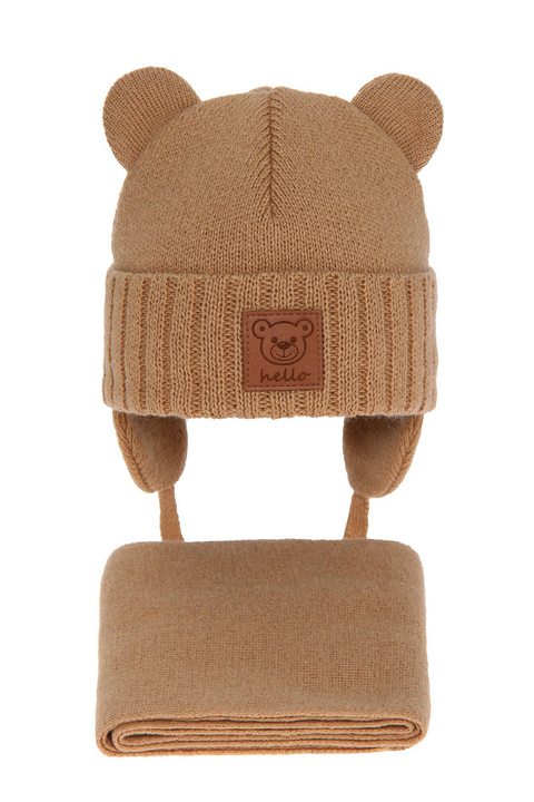 Winterset Jungen: Mütze und Schal Camel Petit