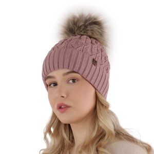 Wintermütze Damen mit Bommel Schwarz Katty