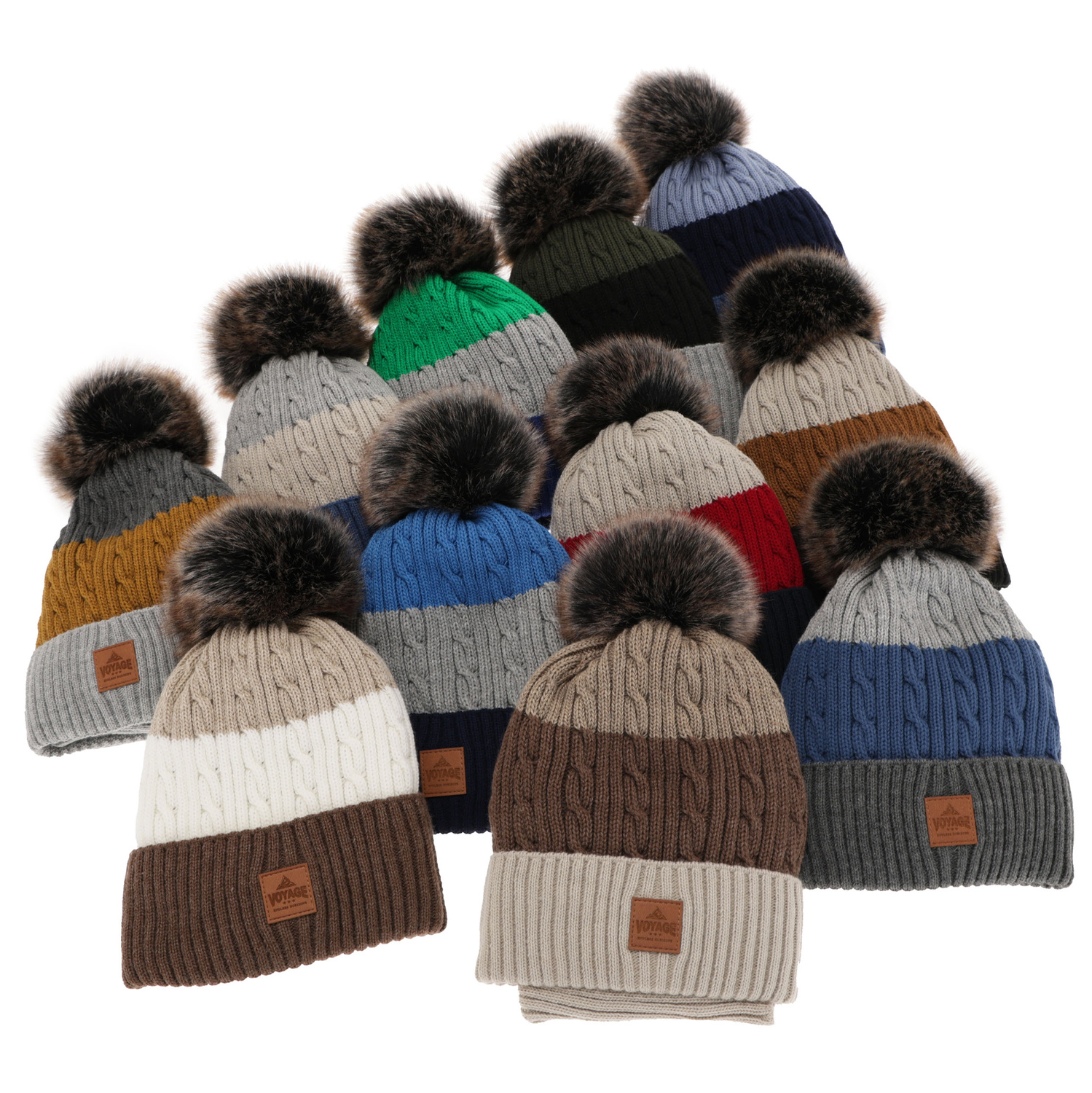 Winterset für Jungen: Mütze und Schlauchsch mit Bommel in Blau Luxor