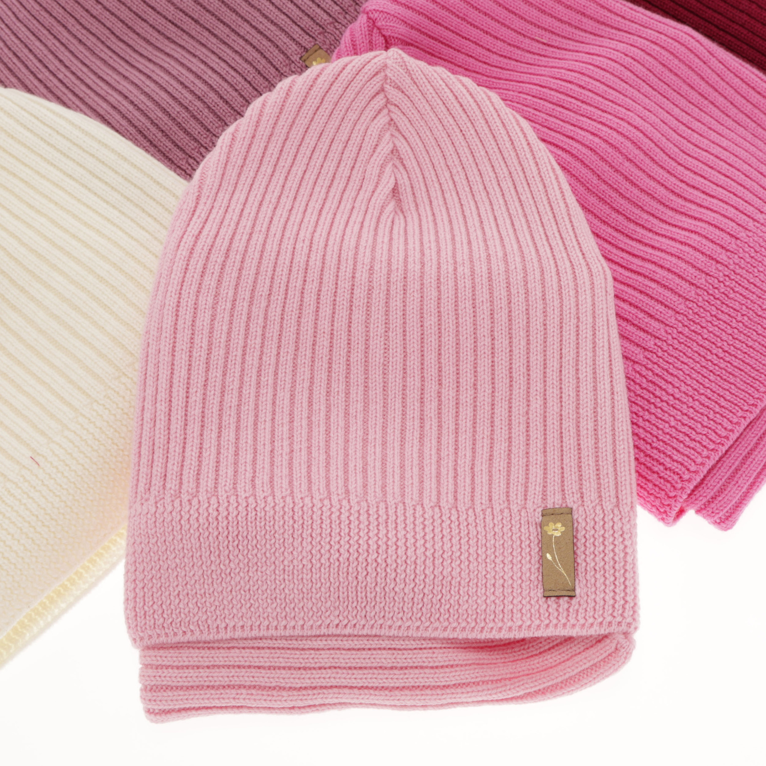 Herbst und Frühlingsset Mädchen: Mütze und Schlauchschal 100% extrafeine Merinowolle Rosa Chelsie