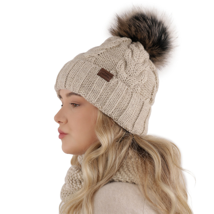 Winterset Mädchen: Mütze und Schlauchschal mit Bommel Rosa Torina