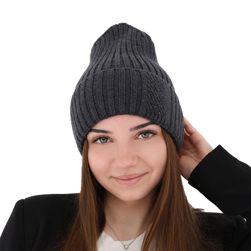 Wintermütze Damen 100% extrafeine Merinowolle Braun Ariga