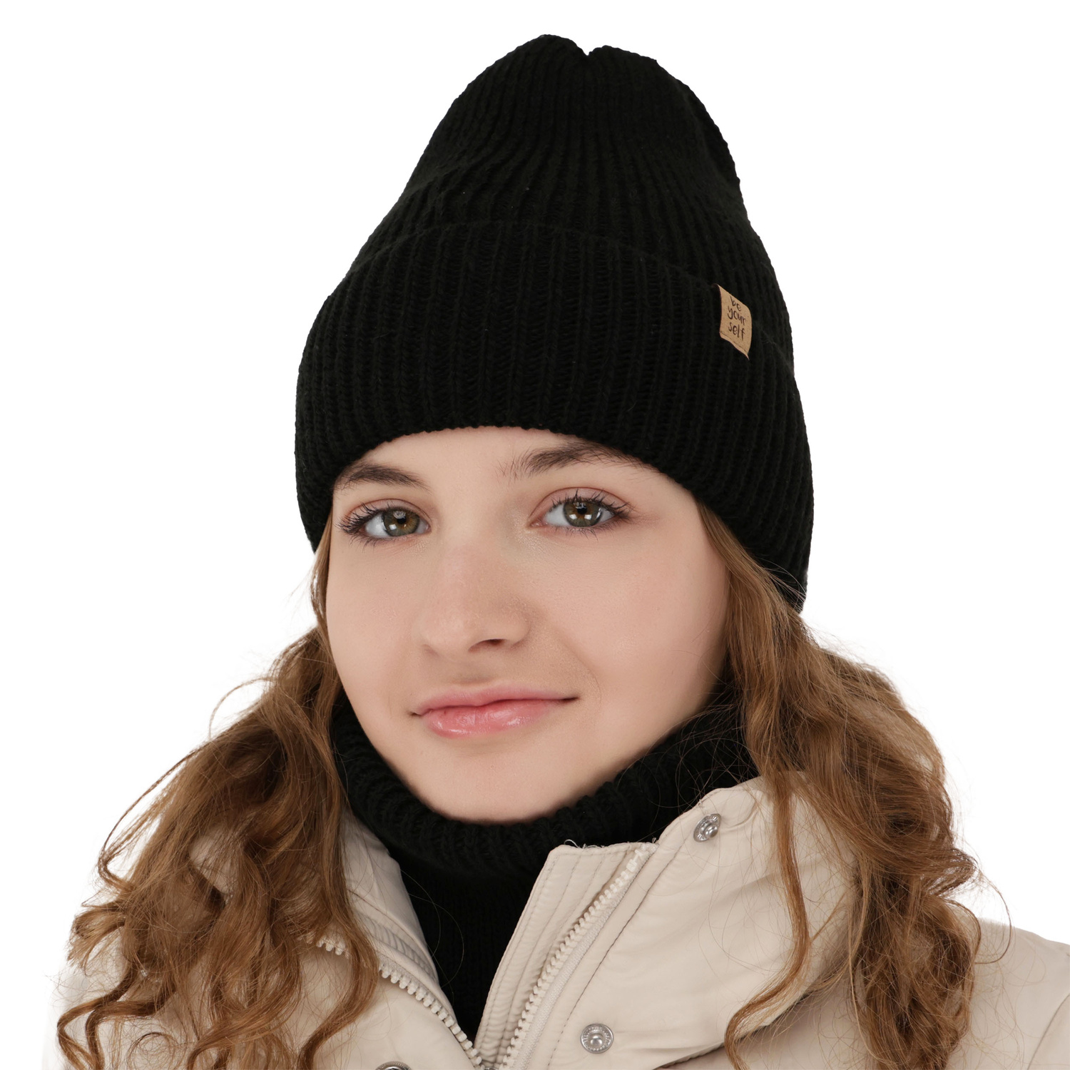 Winterset für Mädchen: Mütze und Schlauchschal in Amaranth Edera