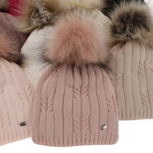 Winterset Mädchen: Mütze und Schlauchschal mit Bommel Rosa Amaltea