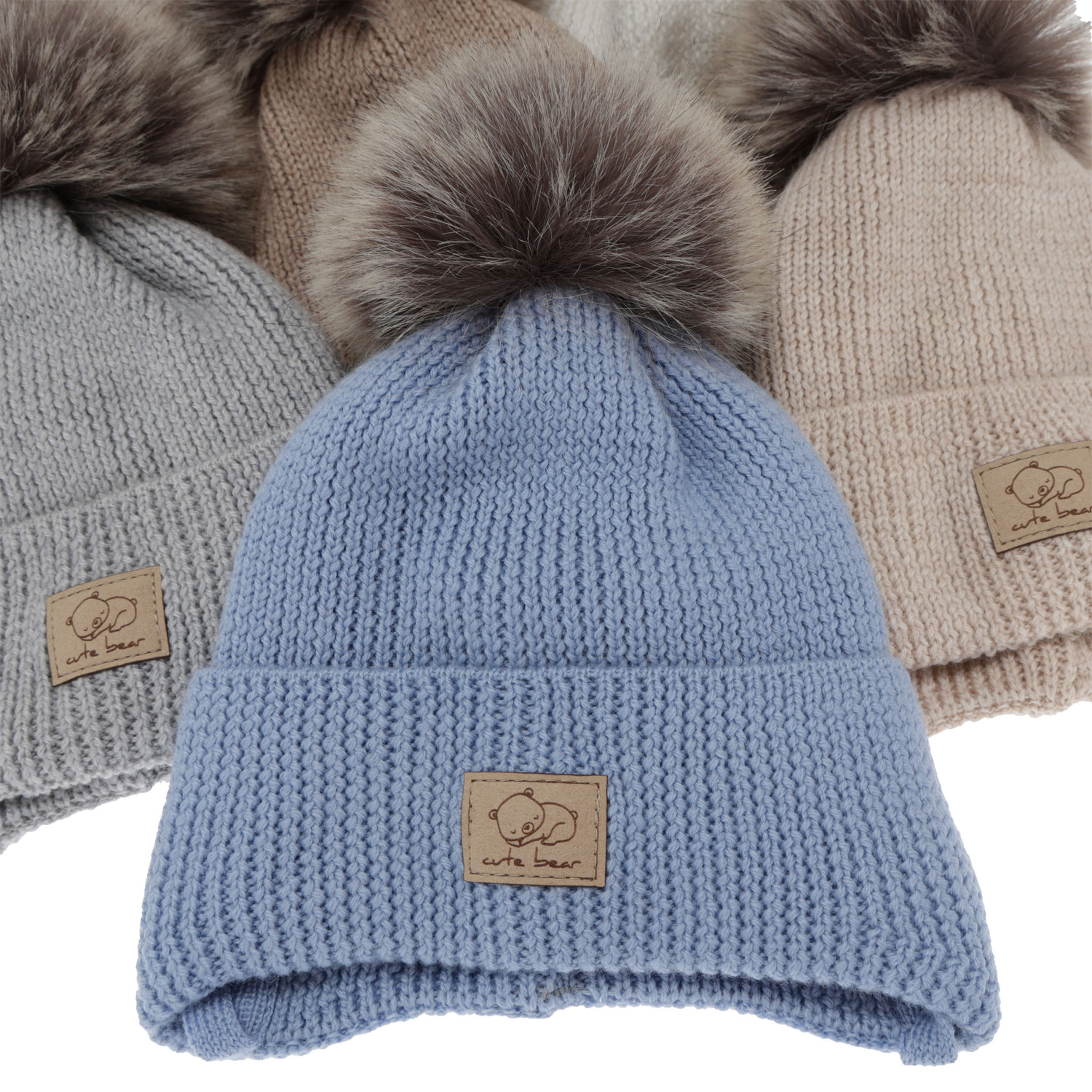 Wintermütze Jungen, kremowa, wiązana, 100% Merinowolle, Jergen