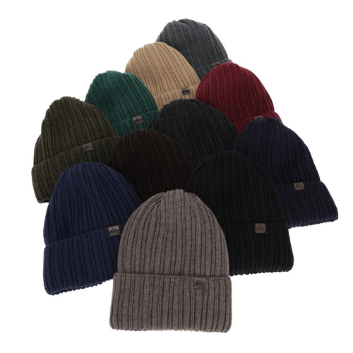 Wintermütze Herren, schwarz, mit Merinowolle, Huno