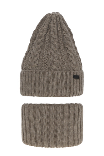Winterset Jungen: Mütze und Schlauchschal Beige Colins