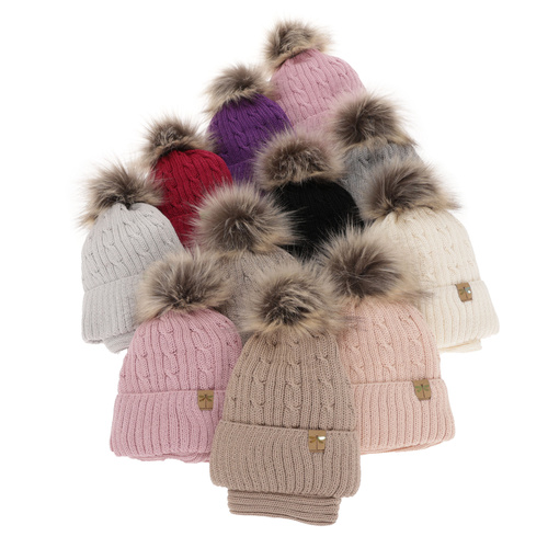 Winterset Mädchen: Mütze und Schlauchschal Merinowolle Rosa Aprilia