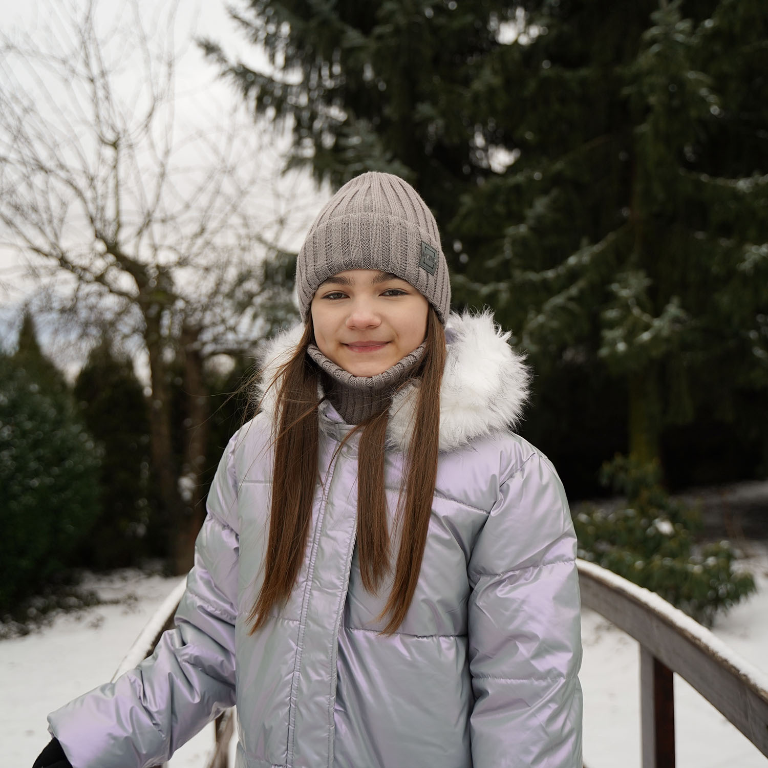 Winterset Mädchen: Mütze und Schlauchschal Schwarz Sula
