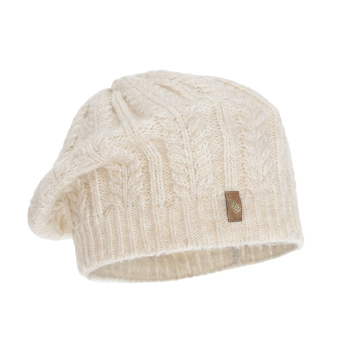 Beret Damen, Winter, jasnobeżowy, mit Merinowolle, Senja