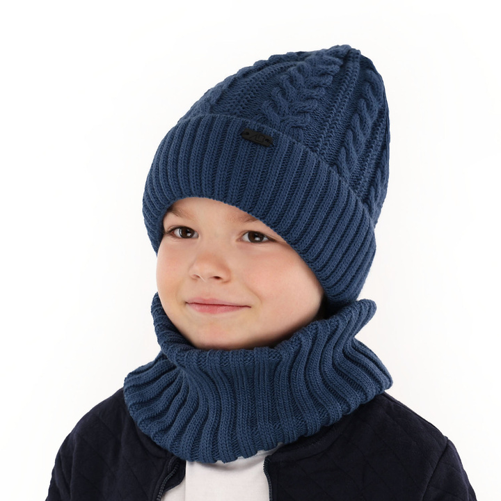 Winterset Jungen: Mütze und Schlauchschal Grau Colins