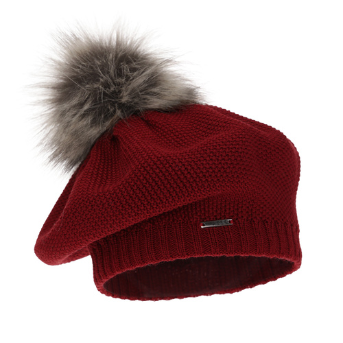 Baskenmütze Winter Damen aus Merinowolle in Burgunder Bonnie