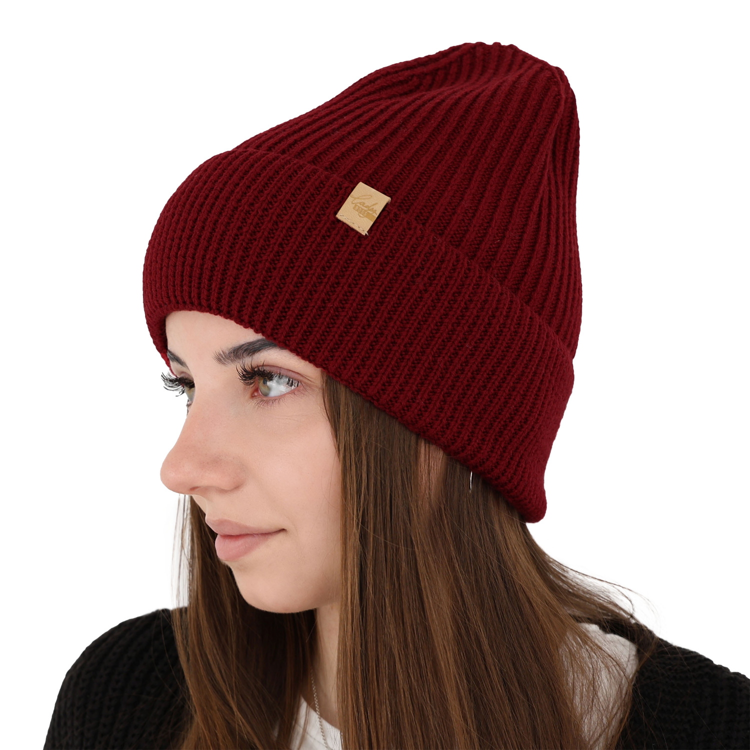 Wintermütze Damen 100% extrafeine Merinowolle Braun Isla