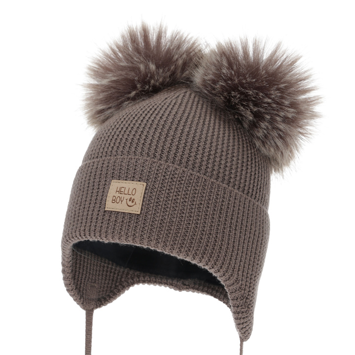 Wintermütze Jungen, blau, 100% Merinowolle, mit Wollfleece gefüttert, Tambor