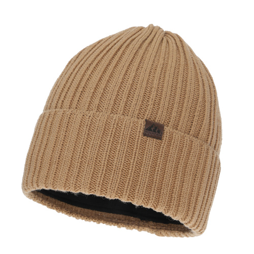 Wintermütze Herren, camel, mit Merinowolle, Huno