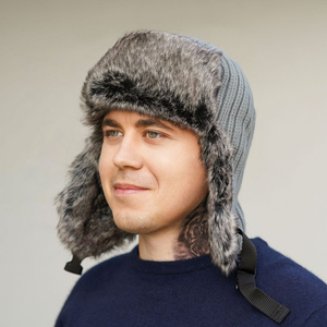 Wintermütze Herren mit Ohren Schwarz Atom