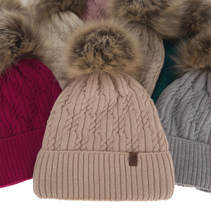 Wintermütze Damen aus Merinowolle in Beige Larida