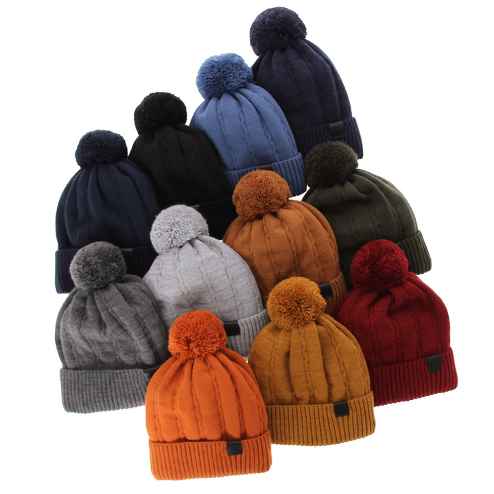 Winterset Jungen: Mütze und Schlauchschal mit Bommel Navy Blau Deny