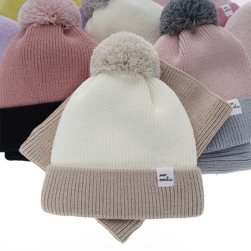 Winterset Mädchen: Mütze und Schlauchschal mit Bommel Rosa Rosalin