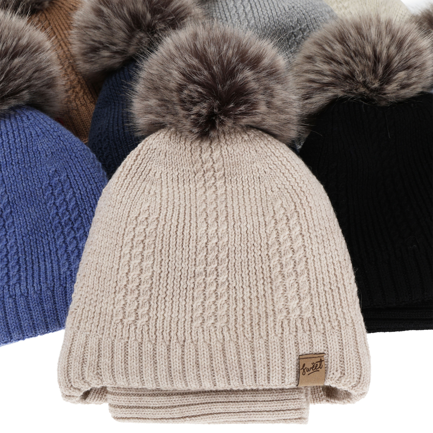 Jungen Mütze und Schal, Winter Set, schwarz, 100% Merinowolle, gefüttert mit Wollfleece, zum Binden Danny