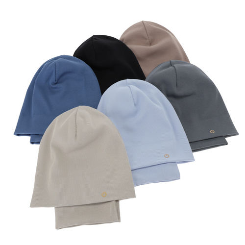 Herbst und Frühlingsset Jungen: Mütze und Schlauchschal, aus Baumwolle, beige, Desider