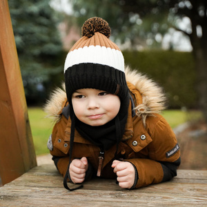 Winterset Jungen: Mütze und Schlauchschal mit Bommel Navy Blau Hary