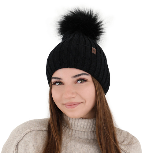 Wintermütze Damen aus Merinowolle in Grau Texa