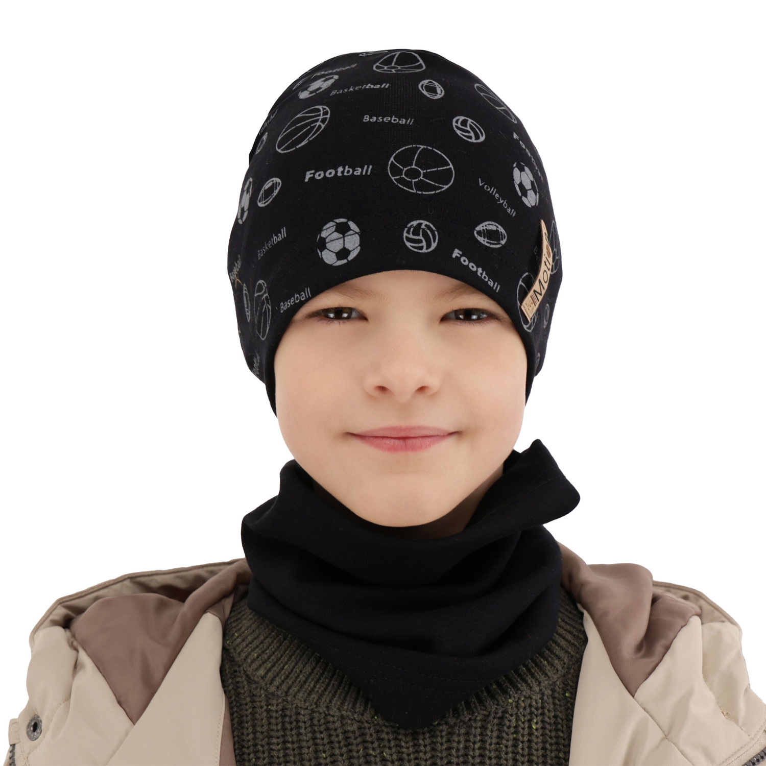 Herbst und Frühlingsset Jungen: Mütze und Schlauchschal Navy Blau Paolo