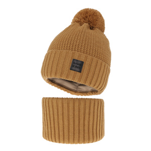Winterset für Jungen: Mütze und Schlauchschal in Camel Conan