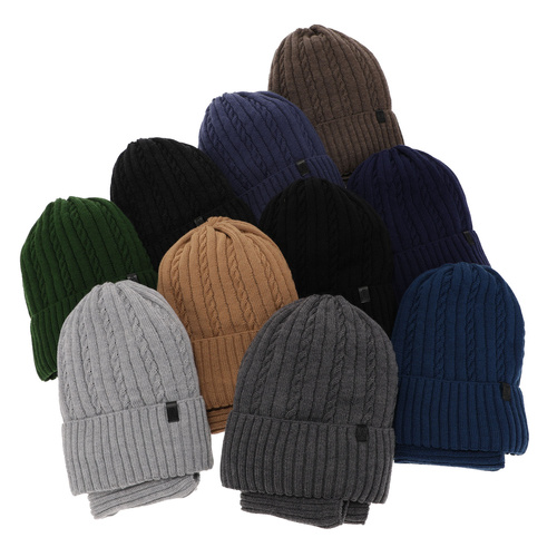 Winterset für Jungen: Mütze und Schlauchschal aus Merinowolle in Blau Kairo