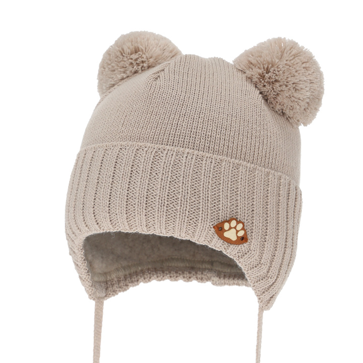 Wintermütze Jungen, mit Merinowolle, beige, Rimini