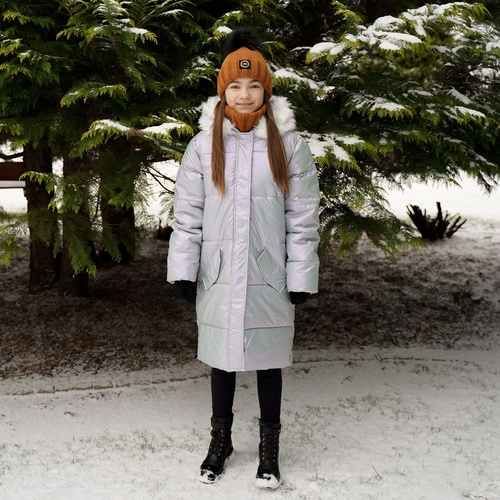 Winterset Mädchen: Mütze und Schlauchschal mit Bommel Schwarz Hendi