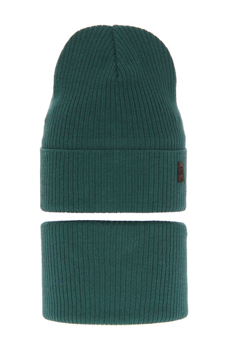 Herbst und Frühlingsset Jungen: Mütze und Schlauchschal, mit Baumwolle, Grün Dragon