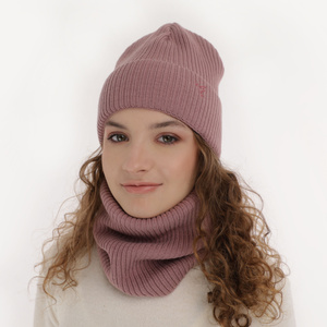 Winterset für Mädchen: Mütze und Schlauchschal in Beige Rosetta
