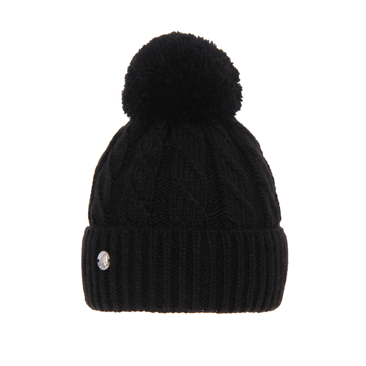Wintermütze Damen mit Bommel Schwarz Werda