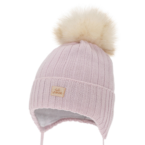 Wintermütze für Mädchen, lila, mit Merinowolle, Basma