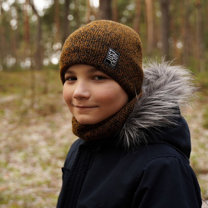 Winterset Jungen: Mütze und Schlauchschal Blau Korado