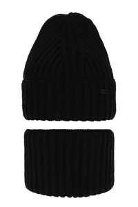 Winterset Jungen: Mütze und Schlauchschal Schwarz Zeno