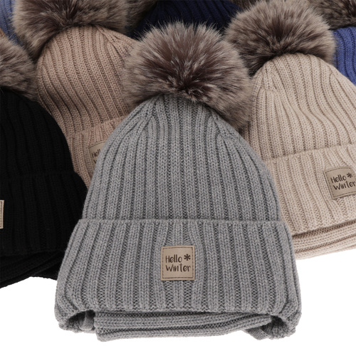 Winterset für Jungen: Mütze und Schlauchschal aus 100% extrafeiner Merinowolle, gefüttert mit Wollfleece in Beige Morti