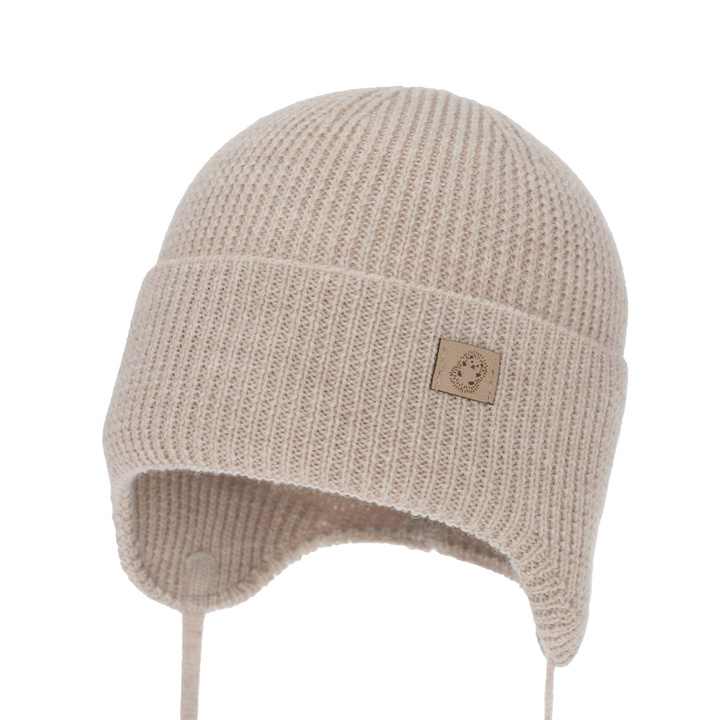 Wintermütze Jungen, herbst, frühling, 100% Merinowolle, wiązana, hellbeige, Bakadi