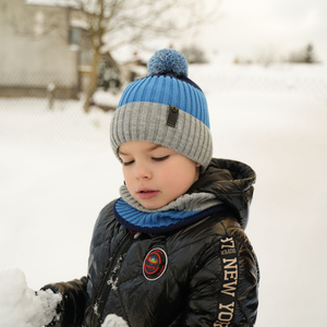 Winterset Jungen: Mütze und Schlauchschal mit Bommel khaki Karson