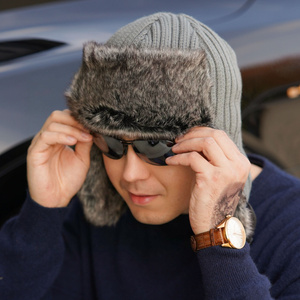 Wintermütze Herren mit Ohren Schwarz Atom