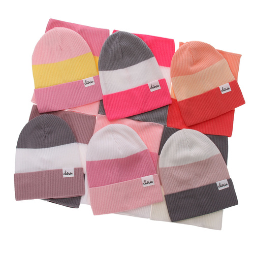 Herbst und Frühlingsset Mädchen: Mütze und Schlauchschal, mit Baumwolle, Rosa Dalila