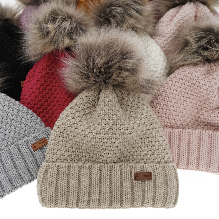 Wintermütze für Mädchen mit Bommel Rosa Pola