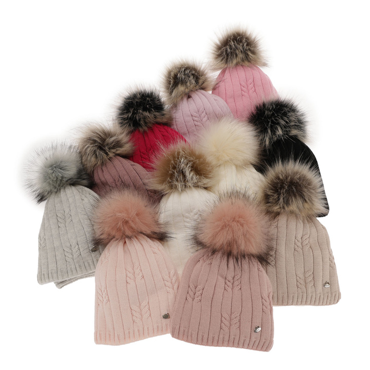 Winterset Mädchen: Mütze und Schlauchschal mit Bommel Rosa Amaltea