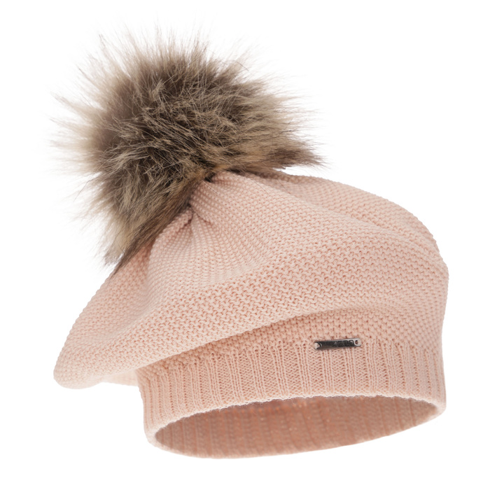 Baskenmütze Winter Damen aus Merinowolle in Rosa Bonnie