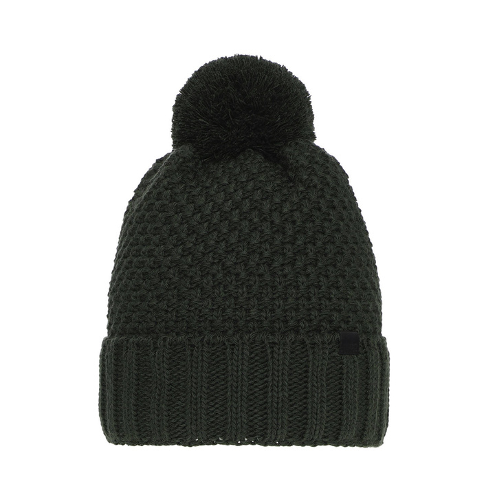Wintermütze Jungen mit Bommel Khaki Polins 