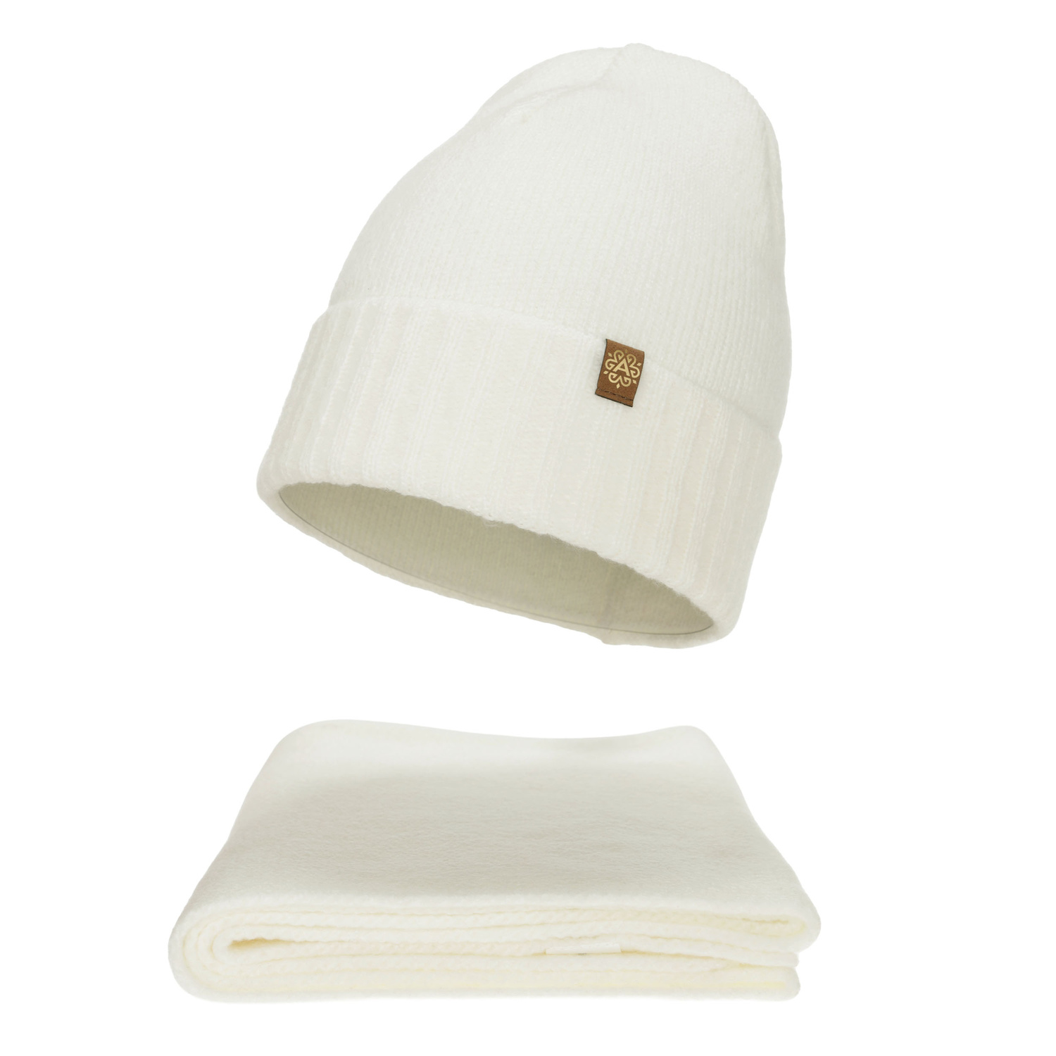 Winterset Damen: Mütze und Schal, weiß, Shasta