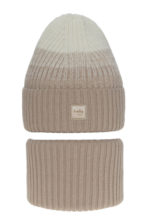 Winterset Mädchen: Mütze und Schlauchschal Beige Tasha
