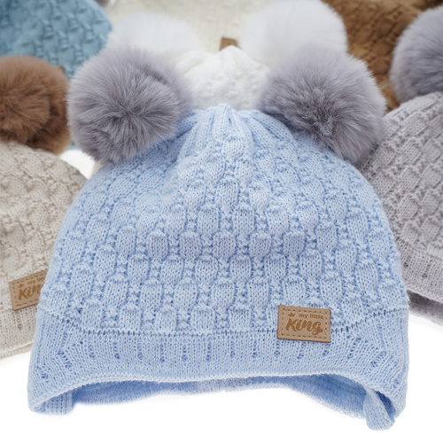 Wintermütze Jungen mit zwei Bommeln Blau Enzo